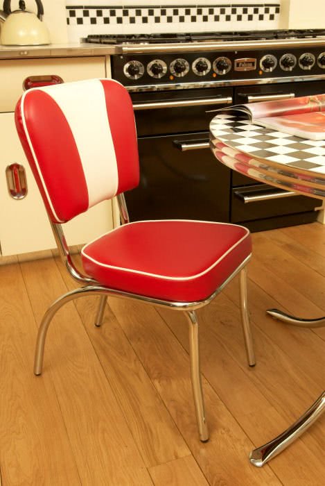 West Side Chair in Red & White Vinyl Cover